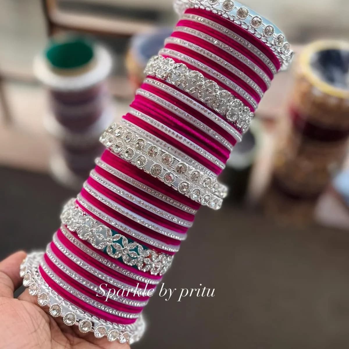 Royal Pink Kundan Bridal Bangle Set
