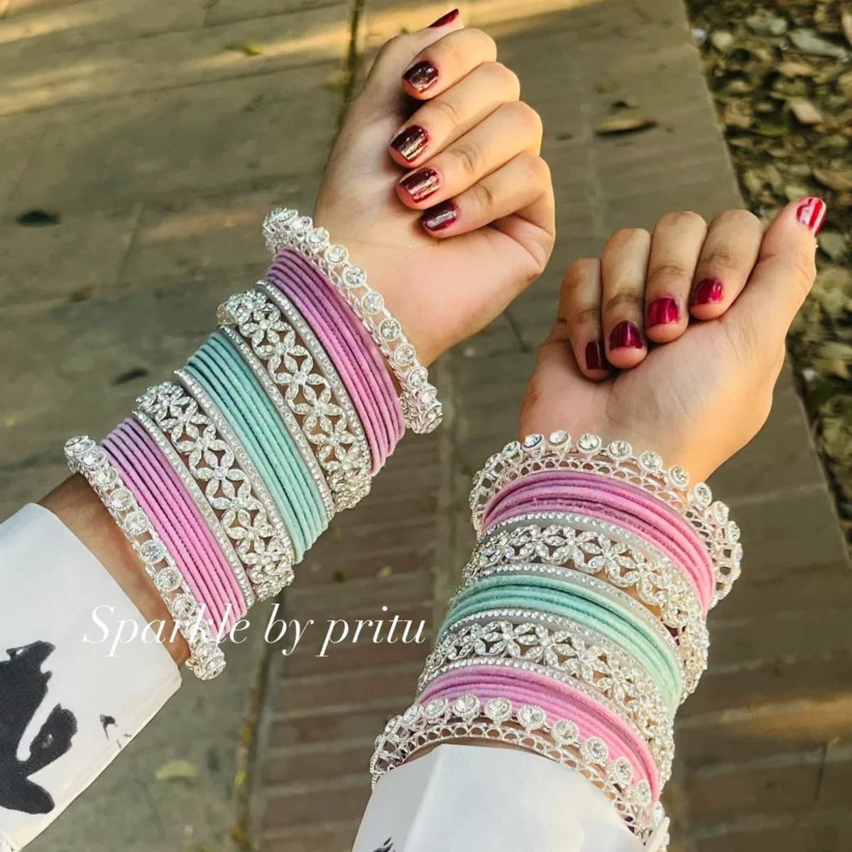 Pastel Dual-Tone Kundan Bangle Set