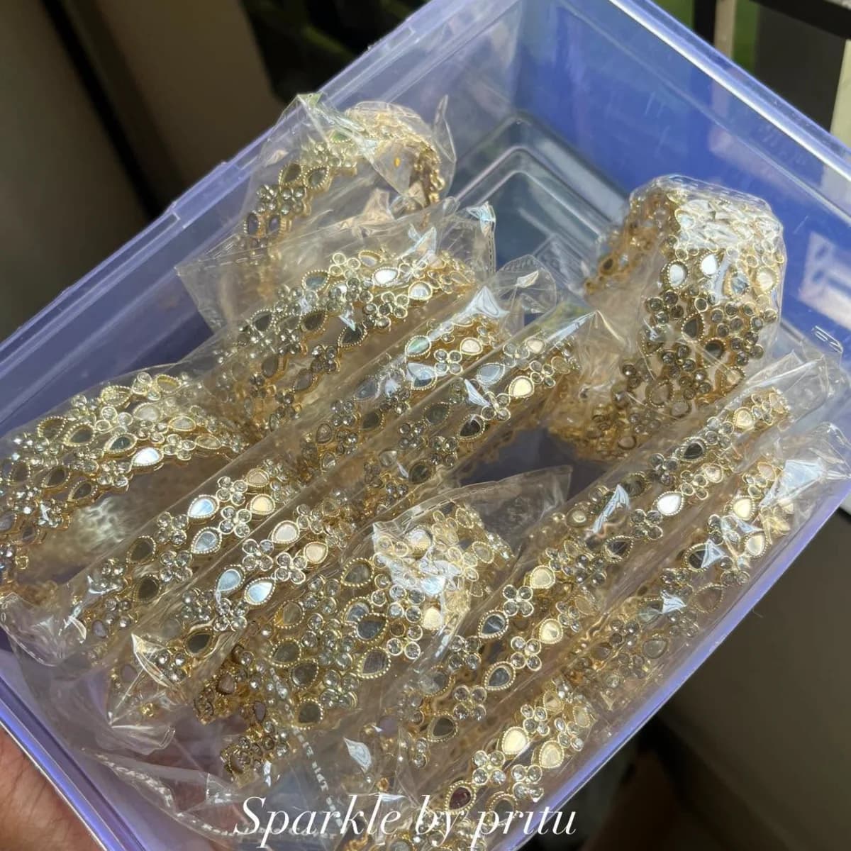 Luxury Golden Stone Bangle Set — view 2